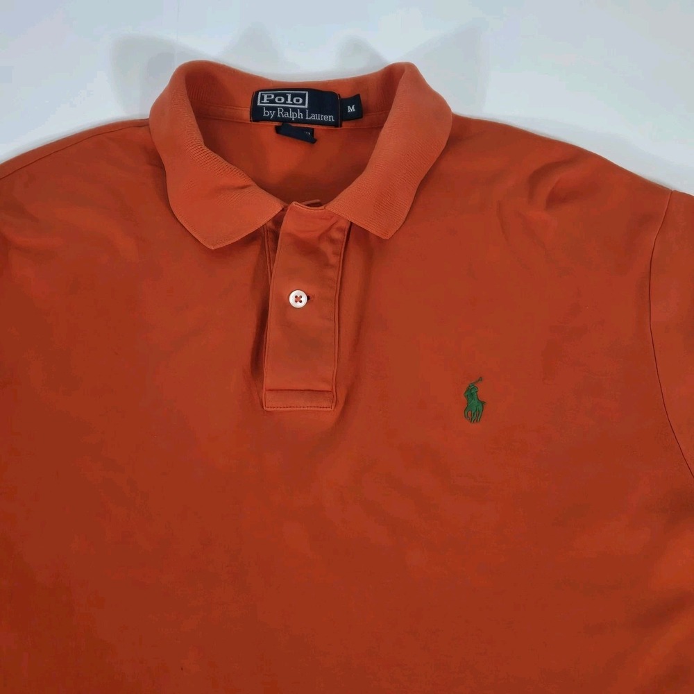 Polo Ralph Lauren Soft Touch‎ Shirt Sz Medium Green Pony Orange